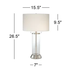 Possini Euro Design Fritz Modern Table Lamps 26 1/2" High Set Of 2 Silver Clear Glass With USB And AC Power Outlet In Base Drum Shade For Bedroom Desk 17 Possini Euro Design Fritz Modern Table Lamps 26 1/2" High Set Of 2 Silver Clear Glass With USB And AC Power Outlet In Base Drum Shade For Bedroom Desk -Adesso Store GUEST 6119309c 0f87 4af7 ae8c 63aeb091be4f