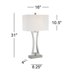 360 Lighting Roxie Modern Table Lamps 31" Tall Set Of 2 Brushed Nickel Metal Off White Fabric Rectangular Shade For Bedroom Living Room Bedside Office -Adesso Store GUEST 63341254 36f6 45f0 af3e 3df14056e156