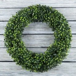 Nature Spring 19.5" Faux Greenery Artificial Boxwood Wreath - Green