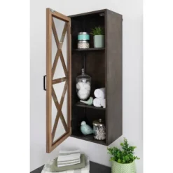 30" X 12" Mace Decorative Rustic Floating Storage Cabinet Rustic Brown - Kate & Laurel All Things Decor -Adesso Store GUEST 65d12010 756a 4123 9663 034b1e95279d