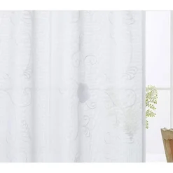 Trinity Short Curtains Floral Embroidered Pom Design Semi Sheer Rod Pocket -Adesso Store GUEST 674db3cc 994f 461e 91ab e49c0ff93cfe