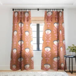Schatzi Brown Norr Flower Orange Single Panel Sheer Window Curtain - Deny Designs -Adesso Store GUEST 6768cd86 bd97 46ca a6e4 25e2359912e3