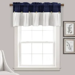18"x52" Farmhouse Linen Button Window Valance - Lush Décor -Adesso Store GUEST 68b6f1ad ea6d 4eee b262 ecc31e2746ac