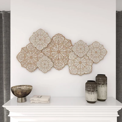 Farmhouse Wood Floral Intricately Carved Wall Decor White - Olivia & May 9 Farmhouse Wood Floral Intricately Carved Wall Decor White - Olivia & May - Image 7