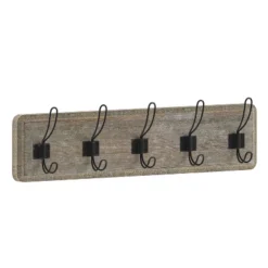 Emma And Oliver Rustic Wall Hanging Storage Rack With 5 Hooks For Entryway, Kitchen, Bathroom And More -Adesso Store GUEST 6bac2cde d84a 48e3 9e3a c84e7c6c38b9
