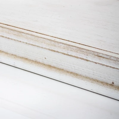 8" X 16" Set Of 3 Whitewash Wood Floating Corner Shelves White - American Art Decor 4 8" X 16" Set Of 3 Whitewash Wood Floating Corner Shelves White - American Art Decor - Image 2