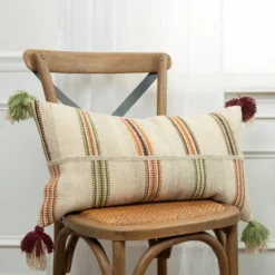 14"x26" Oversized Off-Set Striped Lumbar Throw Pillow Cover Light Beige - Rizzy Home -Adesso Store GUEST 6cbce5a4 e730 4b58 a1bc 469969506b0a