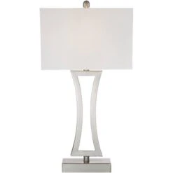 360 Lighting Roxie Modern Table Lamps 31" Tall Set Of 2 Brushed Nickel Metal Off White Fabric Rectangular Shade For Bedroom Living Room Bedside Office -Adesso Store GUEST 6e06fd90 e5f1 4a10 bdaa 51f7e636ed82