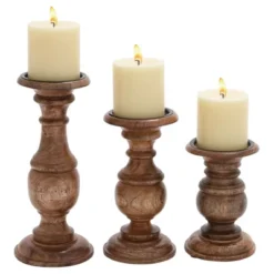 Set Of 3 Rustic Pillar Candle Holder - Olivia & May -Adesso Store GUEST 6e618a3c bd20 498e adb4 1872fc72bddb