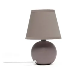 8.66" Petite Ceramic Orb Base Bedside Table Desk Lamp With Matching Tapered Drum Fabric Shade Gray - Creekwood Home -Adesso Store GUEST 6f0ab48c 1ddd 406e 955b d31ae672c5f2