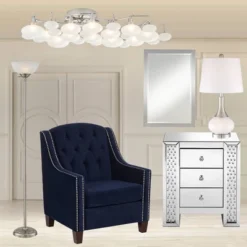 360 Lighting Serrena Modern Accent Table Lamp 23" High White Glass Brushed Nickel Metal With Nightlight Drum Shade For Bedroom Living Room House Home -Adesso Store GUEST 6f12dd81 4c65 4853 a428 46da8ea52ae0