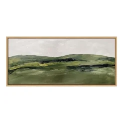 18" X 40" Sylvie Green Mountain Landscape Framed Canvas By Amy Lighthall Natural - Kate & Laurel All Things Decor