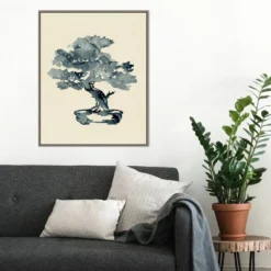 22" X 28" Indigo Bonsai Tree III By Jacob Green Framed Canvas Wall Art Gray Wash - Amanti Art -Adesso Store GUEST 7008d80b 9f8c 4be6 a108 d35e258ed09e