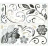 Flower Scroll Peel And Stick Giant Wall Decal Black/White - RoomMates