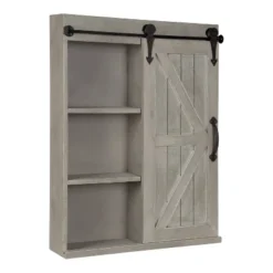 Decorative Wood Wall Storage Cabinet With Vanity Mirror Rustic Gray - Kate & Laurel All Things Decor -Adesso Store GUEST 703bfe66 a99b 4fd9 917d 1f7a8019ec3b