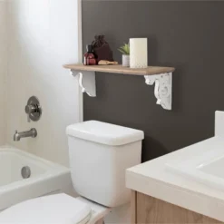 24" X 7" Abbidee Wood Shelf With Corbels Brown/White - Kate & Laurel All Things Decor -Adesso Store GUEST 7126bb97 14a6 42a5 a96c 4c0b7897fd78