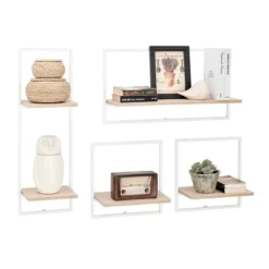 4pc Framed Wall Shelf Set White/Maple - Danya B. -Adesso Store GUEST 7194e2f1 9db0 4252 80b1 2c9e628df030