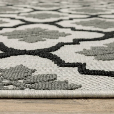 Trinity Floral Trellis Patio Area Rug Beige/Black - Captiv8e Designs 6 Trinity Floral Trellis Patio Area Rug Beige/Black - Captiv8e Designs - Image 4