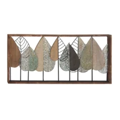 Metal Leaf Varying Texture Wall Decor With Wood Frame Brown - Olivia & May -Adesso Store GUEST 755cf85d feca 4ea4 9ee9 689006e939ba