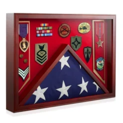 Reminded Military Shadow Box Display Case For Medals & Burial Flag - Solid Wood Cabinet With Velvet Insert -Adesso Store GUEST 756767a7 6df4 4cd1 81ca bbc8df901479