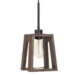 7" X 7" X 17" Biel Wood Pendant Medium Oak - Cal Lighting -Adesso Store GUEST 782321ab e301 4429 92f4 ac9b06a57c8a