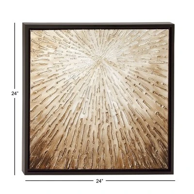 Canvas Starburst Radial Framed Wall Art With Black Frame Dark Brown - Olivia & May 4 Canvas Starburst Radial Framed Wall Art With Black Frame Dark Brown - Olivia & May - Image 2