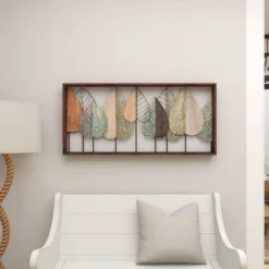 Metal Leaf Varying Texture Wall Decor With Wood Frame Brown - Olivia & May -Adesso Store GUEST 7bd22cba 12c0 4aba b3e3 80beea3e27bc