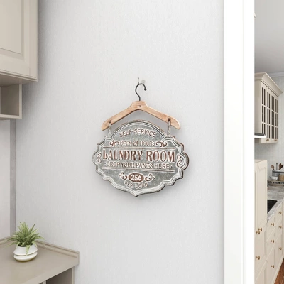 Metal Sign Laundry Room Wall Decor Gray - Olivia & May 16 Metal Sign Laundry Room Wall Decor Gray - Olivia & May - Image 14