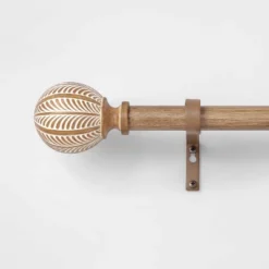 Carved Light Woodtone Ball Curtain Rod Natural - Opalhouse™ -Adesso Store GUEST 7e070734 076e 44dc 94e6 de22767e0af4