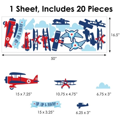 Big Dot Of Happiness Taking Flight - Airplane - Peel And Stick Nursery And Kids Room Vinyl Wall Art Stickers - Wall Decals - Set Of 20 8 Big Dot Of Happiness Taking Flight - Airplane - Peel And Stick Nursery And Kids Room Vinyl Wall Art Stickers - Wall Decals - Set Of 20 - Image 6