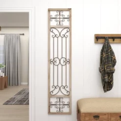 Wood Scroll Distressed Door Inspired Ornamental Wall Decor With Metal Wire Details Gray - Olivia & May 36 Wood Scroll Distressed Door Inspired Ornamental Wall Decor With Metal Wire Details Gray - Olivia & May -Adesso Store GUEST 8027efc0 6c5c 4eeb 9b1c 0d927993dd60