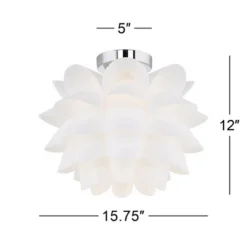 Possini Euro Design Modern Ceiling Light Semi Flush Mount Fixture 15 3/4" Wide White Flower For Bedroom Kitchen Living Room Hallway Bathroom House -Adesso Store GUEST 805483ca a05e 4115 b5ea 29bd54d64fed