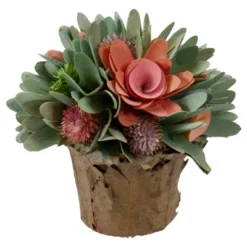 Northlight 7.75" Pink And Green Wooden Floral Artificial Potted Centerpiece -Adesso Store GUEST 80c52aa2 95da 4a83 93c4 7eba9a133fe0