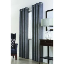 Thermalogic Navar Blackout Cozy Atmosphere Reduce Light Super Soft Faux Suede Fexture Grommet Curtain Panel Dark Grey -Adesso Store GUEST 8179a094 1dc4 49bb 8bfa cb3b9eed7ea7