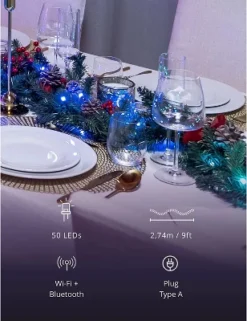 Twinkly Pre-Lit Garland App-Controlled LED Artificial Christmas Garland With 50 RGB+W (16 Million Colors + Warm White) LEDs. 9 Feet. Green Wire. -Adesso Store GUEST 82080617 0ff9 4ead 9fad 0eeddf0a00fb