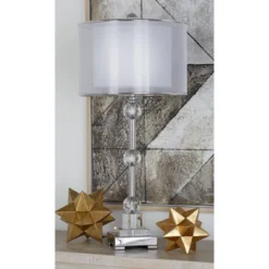 Glass Table Lamp With Drum Shade Silver - Olivia & May -Adesso Store GUEST 835e2e0f c4c4 4f9d b9e1 22d5d98692eb