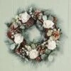 Collections Etc Holiday Winter Rose And Pine Hanging Door Wreath 15" X 3.5" X 15" -Adesso Store GUEST 87e0af60 dfb9 4d90 83b8 f69c6bd0d1f6