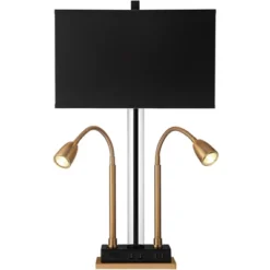 Possini Euro Design Griffin Modern Gooseneck Desk Lamp 31" Tall Gold With USB Charging Port Black Metal Rectangular Shade For Bedroom Living Room Kids -Adesso Store GUEST 8961ed33 5970 4a22 a9a6 17f870e7a3a0