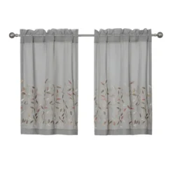 Kate Aurora Shabby Sheer Embroidered Complete 3 Piece Floral Rod Pocket Cafe Kitchen Curtain Tier & Valance Set -Adesso Store GUEST 8a8ced0e 1cc3 4e3d a8db 038bf57ac21a