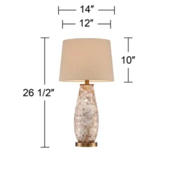 Regency Hill Cottage Table Lamps 26.5" High Set Of 2 Mother Of Pearl Tile Vase Beige Drum Shade For Living Room Family Bedroom Bedside Office -Adesso Store GUEST 8bab6cf4 9521 4bde b4ca 97031b3b148c