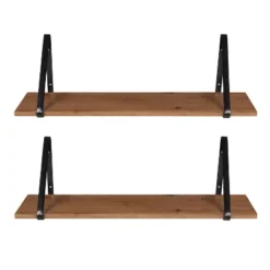 27" X 8.3" 2pc Solomon Wooden Shelf Set Brown/Black - Kate & Laurel All Things Home -Adesso Store GUEST 8bd397f3 9d26 4617 8cdc 1a880b49f251