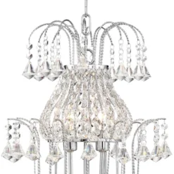 Vienna Full Spectrum Calylah Chrome Chandelier 21 1/2" Wide Modern Tiered Crystal 8-Light Fixture For Dining Room House Foyer Kitchen Island Entryway -Adesso Store GUEST 8db6b08f a6ae 4cde af8f f4d32eed9db9