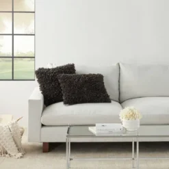 14"x20" Oversize Shag Chindi Short Cut Lumbar Throw Pillow Charcoal - Mina Victory -Adesso Store GUEST 8ed3fcaf 8c9e 4537 82b6 7a678ac9dc1b