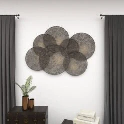Metal Plate Overlapping Perforated Wall Decor Black - Olivia & May -Adesso Store GUEST 8ee950dc 7d19 4ff3 90dc 921254e1b76e