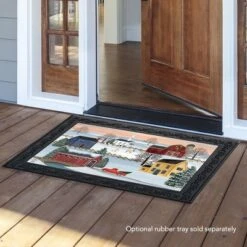 Briarwood Lane Winter Saltboxes Primitive Doormat Covered Bridge Indoor Outdoor 30" X 18" -Adesso Store GUEST 90548f63 b41f 4afa aa4f 45910a1b8d6c