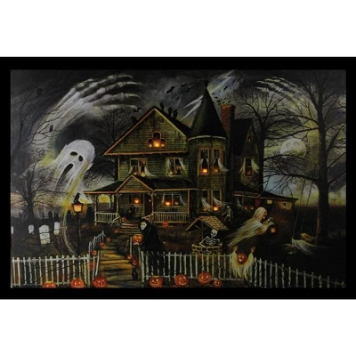 Northlight LED Lighted Creepy Haunted House Halloween Canvas Wall Art 12" X 15.75" 4 Northlight LED Lighted Creepy Haunted House Halloween Canvas Wall Art 12" X 15.75" - Image 2