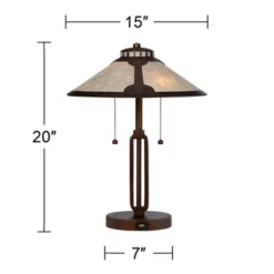 Franklin Iron Works Samuel Industrial Desk Lamp 20" High Rubbed Bronze With USB Charging Port Natural Mica Shade For Bedroom Living Room Bedside Desk -Adesso Store GUEST 927ea892 13f7 4263 9b9a 603311417e0c