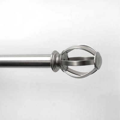 Decorative Drapery Single Rod Set With Cage Ball Finials Brushed Nickel - Lumi Home Furnishings 6 Decorative Drapery Single Rod Set With Cage Ball Finials Brushed Nickel - Lumi Home Furnishings - Image 4