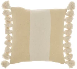 Mina Victory Life Styles Color Block Stripes With Tassel 18"x18" Indoor Throw Pillow -Adesso Store GUEST 93a1da87 ec6b 4e7f 8b25 f911a9172300