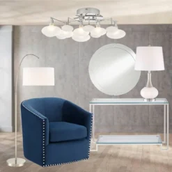 360 Lighting Serrena Modern Accent Table Lamp 23" High White Glass Brushed Nickel Metal With Nightlight Drum Shade For Bedroom Living Room House Home -Adesso Store GUEST 9509894d 9834 4254 97d0 c85cccf24dbe